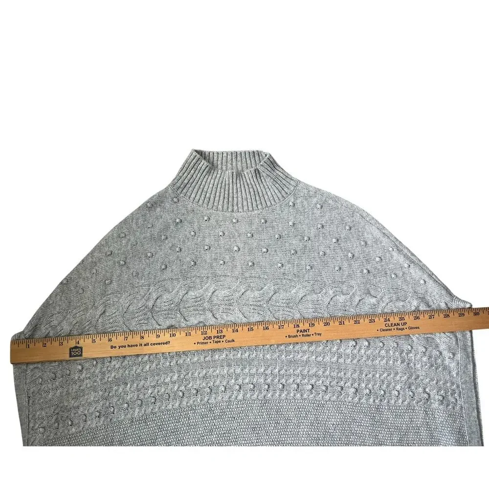 Talbots Sleeveless Poncho Sweater Mock Neck Cable Knit Preppy Minimalist Small